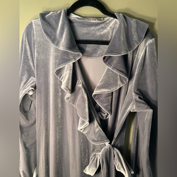 Velour Robe Full Length Belted 4 Way Stretch - Picture 4 of 10